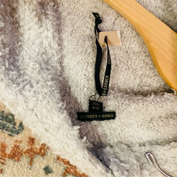 COCO + CARMEN Gray Fuzzy Oversized Travel Cardigan Soft - Picture 3 of 4